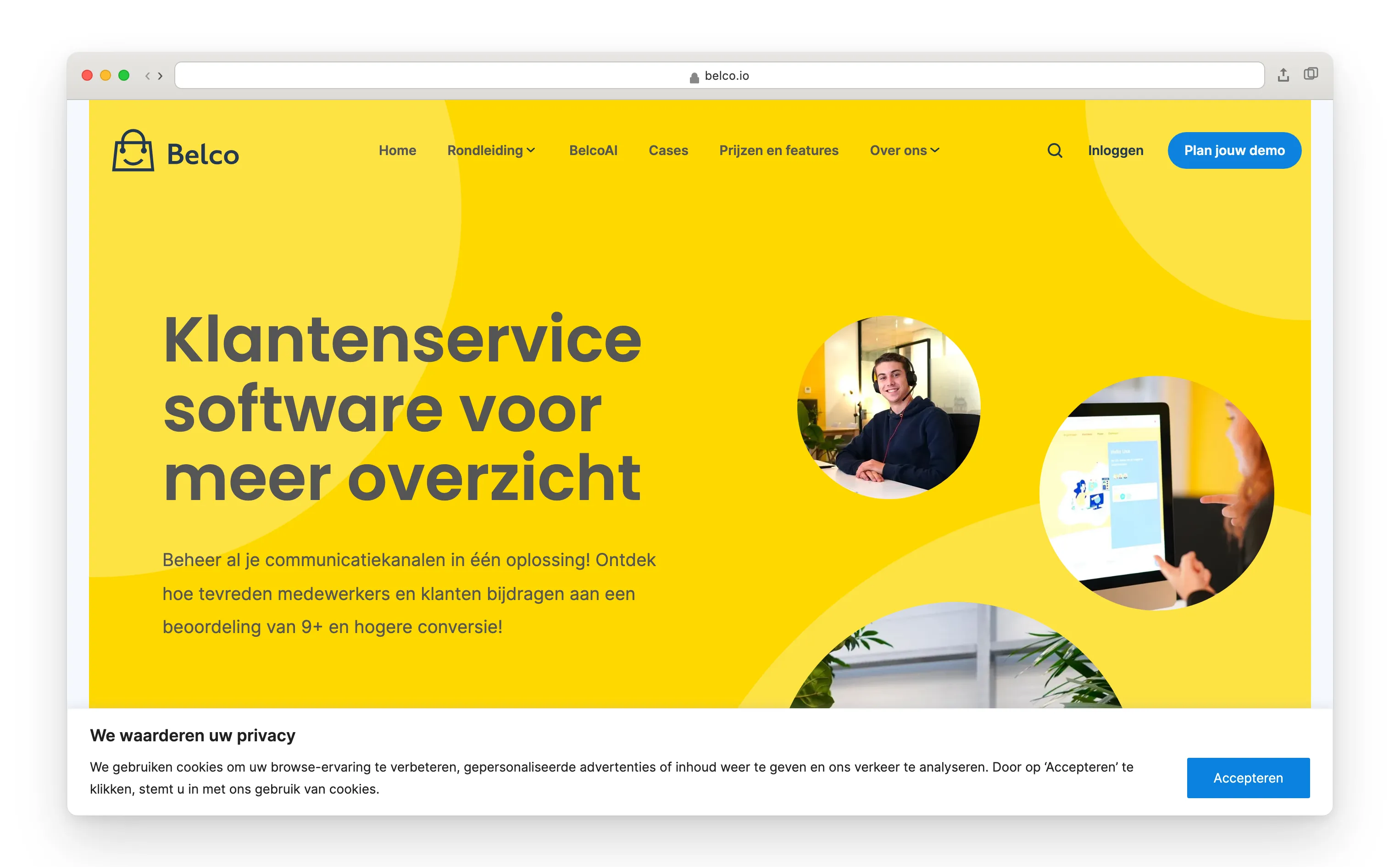 Belco homepage, Nederlandse livechat en helpdesk voor webshops.