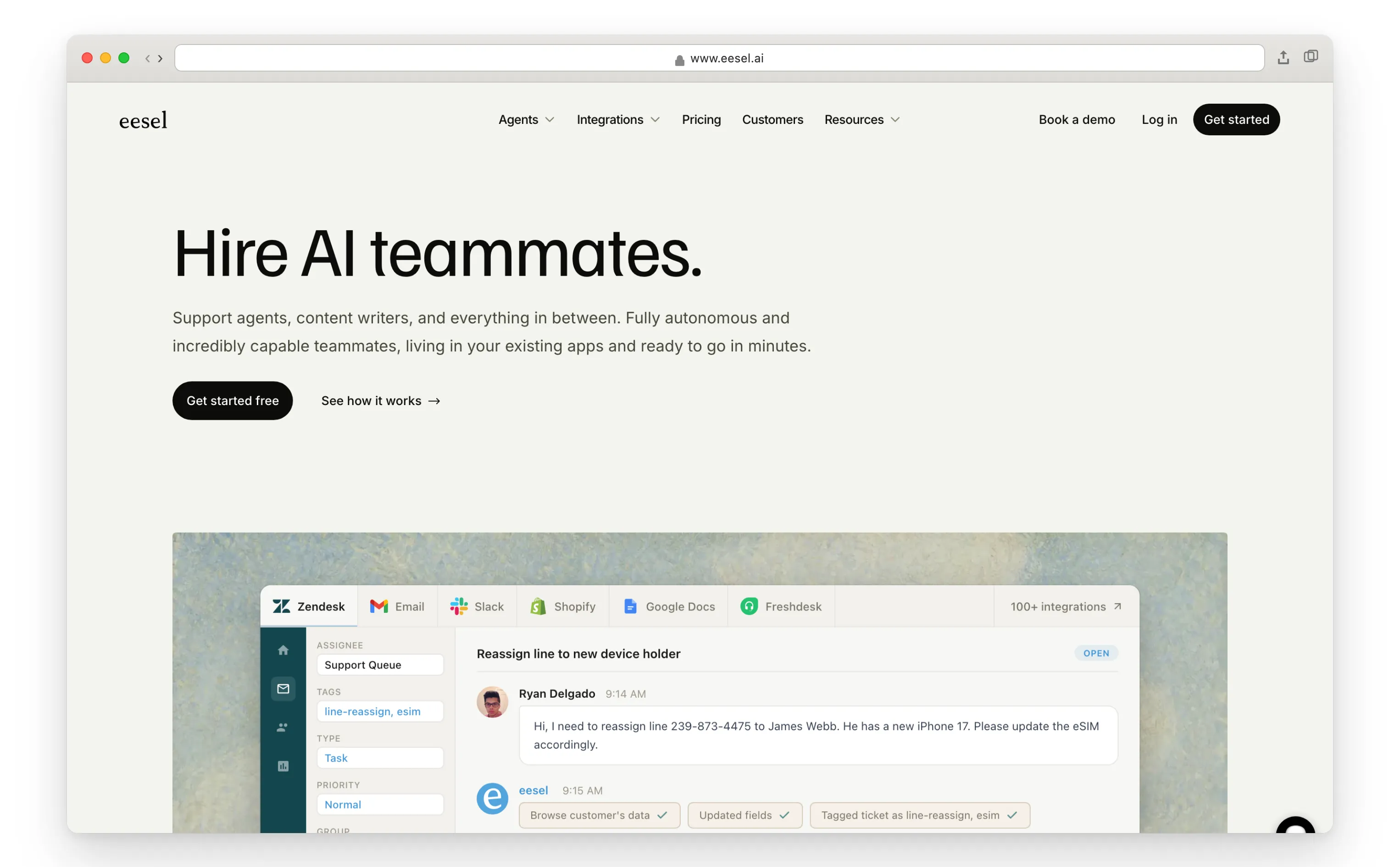 eesel AI support agent with a BigCommerce integration