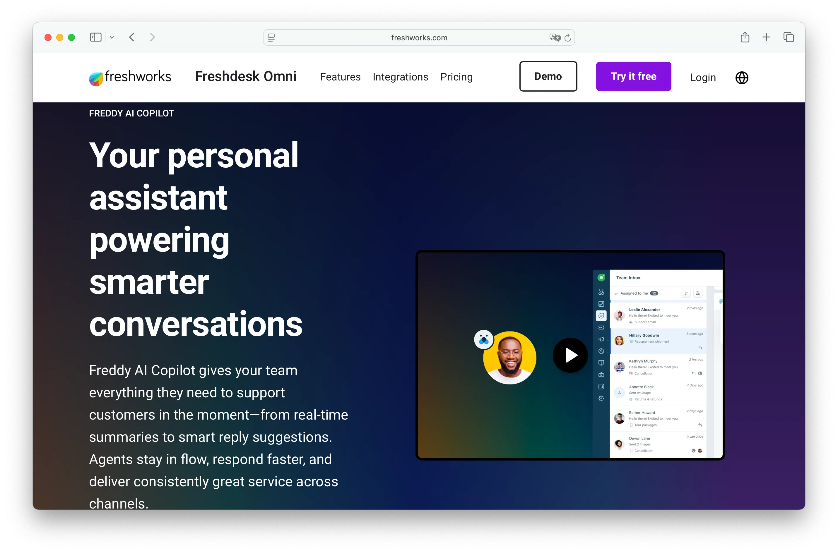 Freshworks Freddy AI copilot for support agents