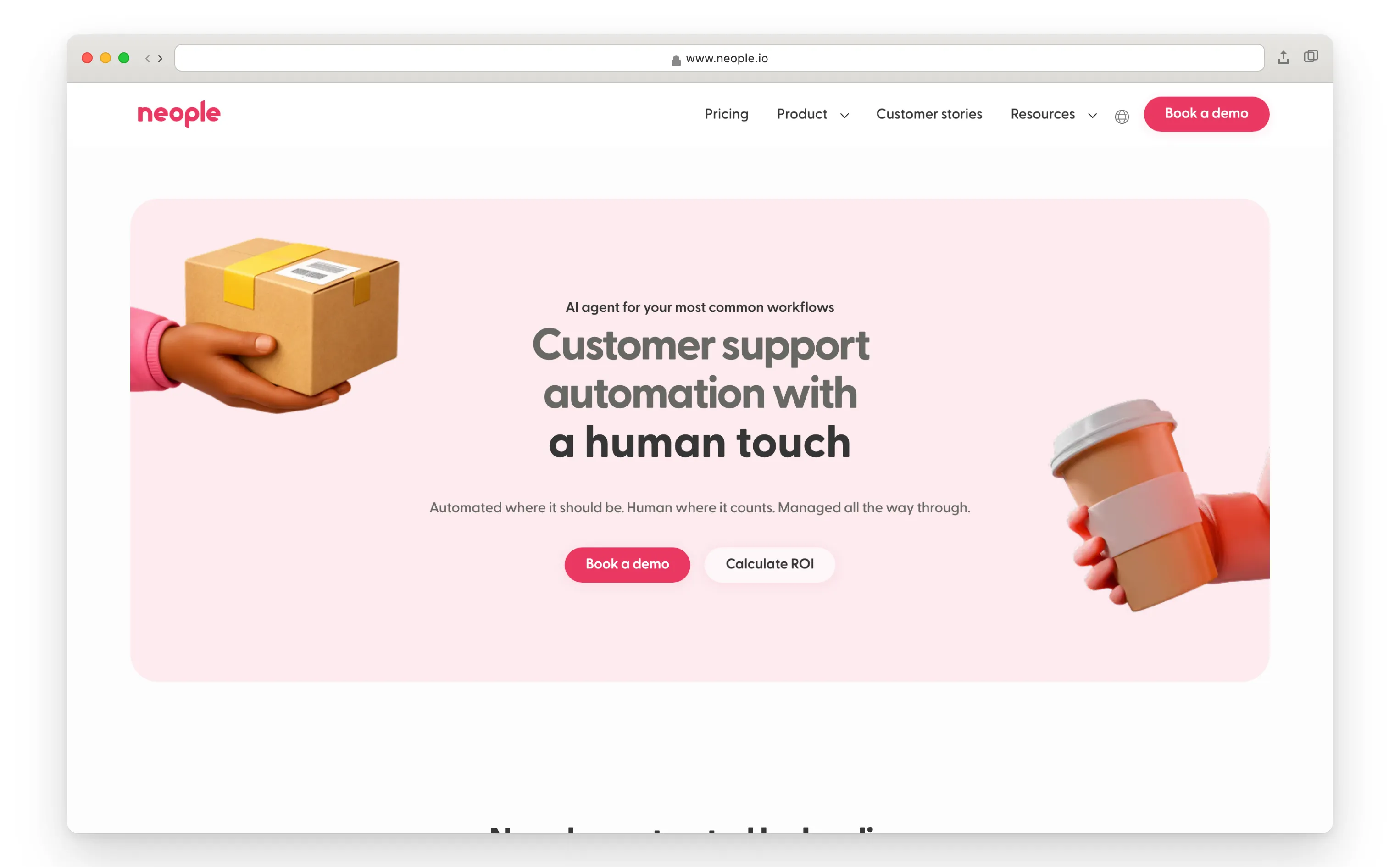 Neople AI customer support digital colleagues homepage