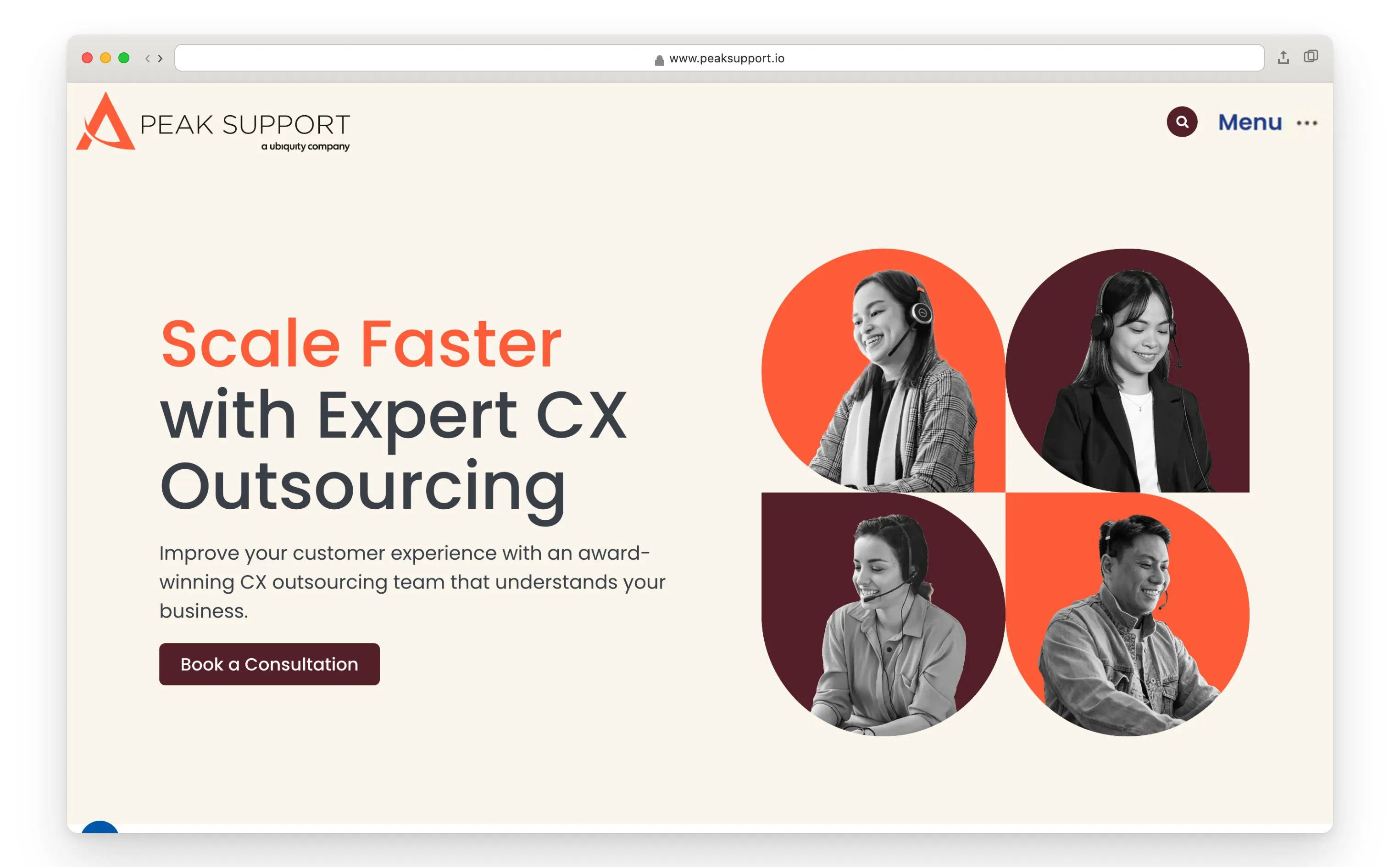 Peak Support homepage