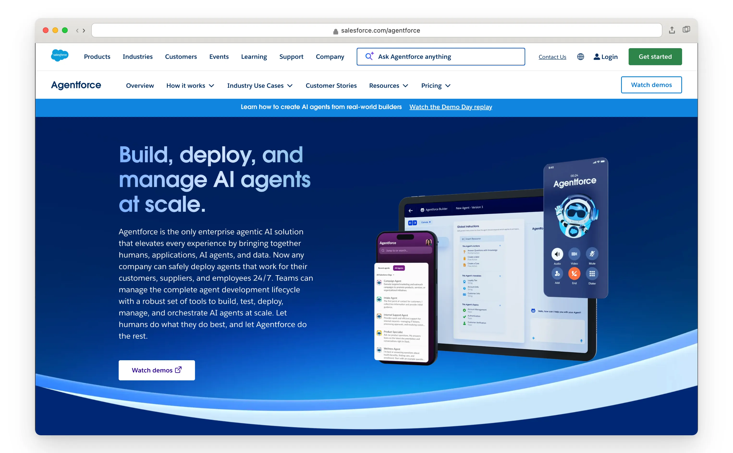 Salesforce Agentforce platform for building, deploying and managing AI agents