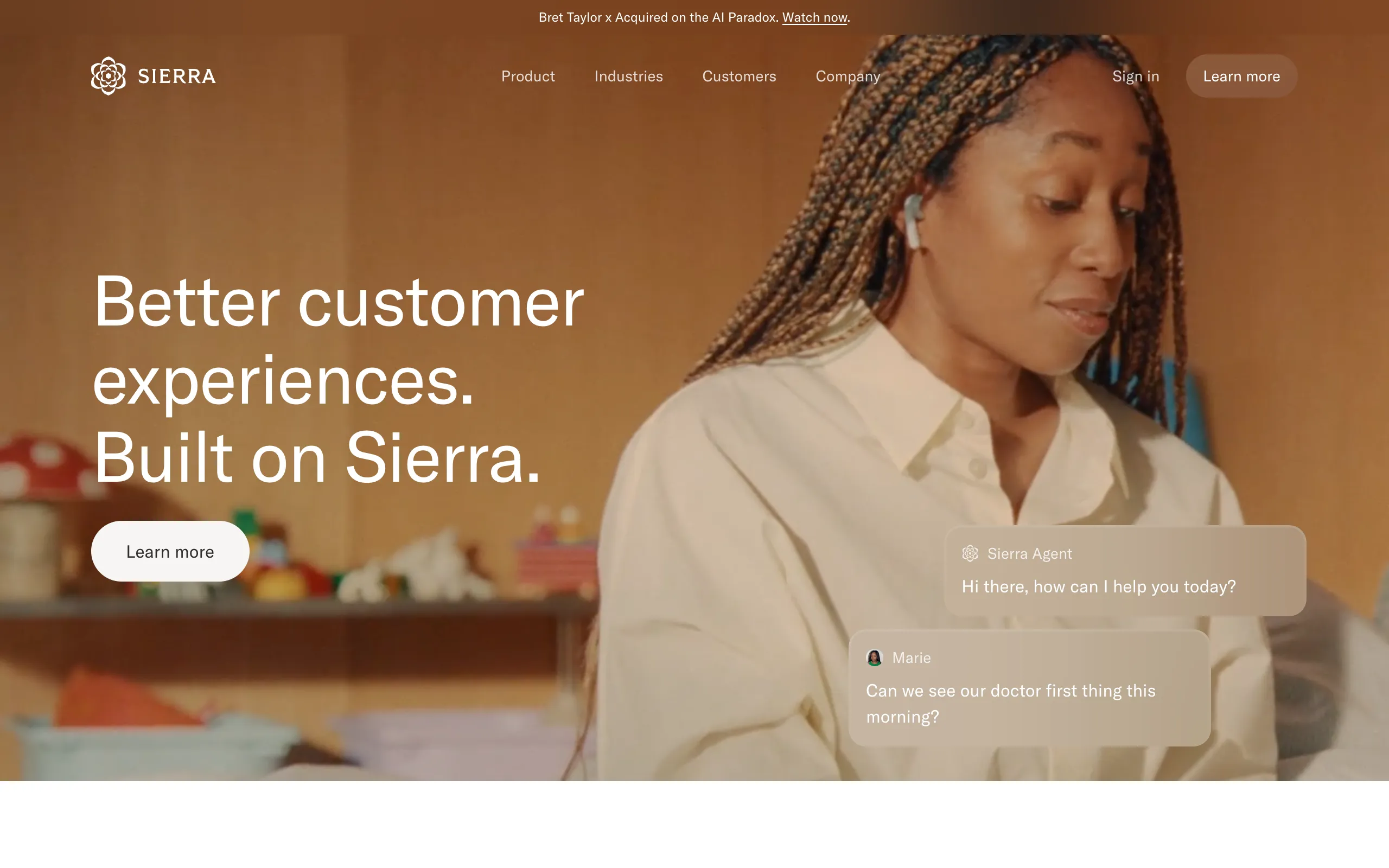 Sierra enterprise conversational AI agent platform homepage