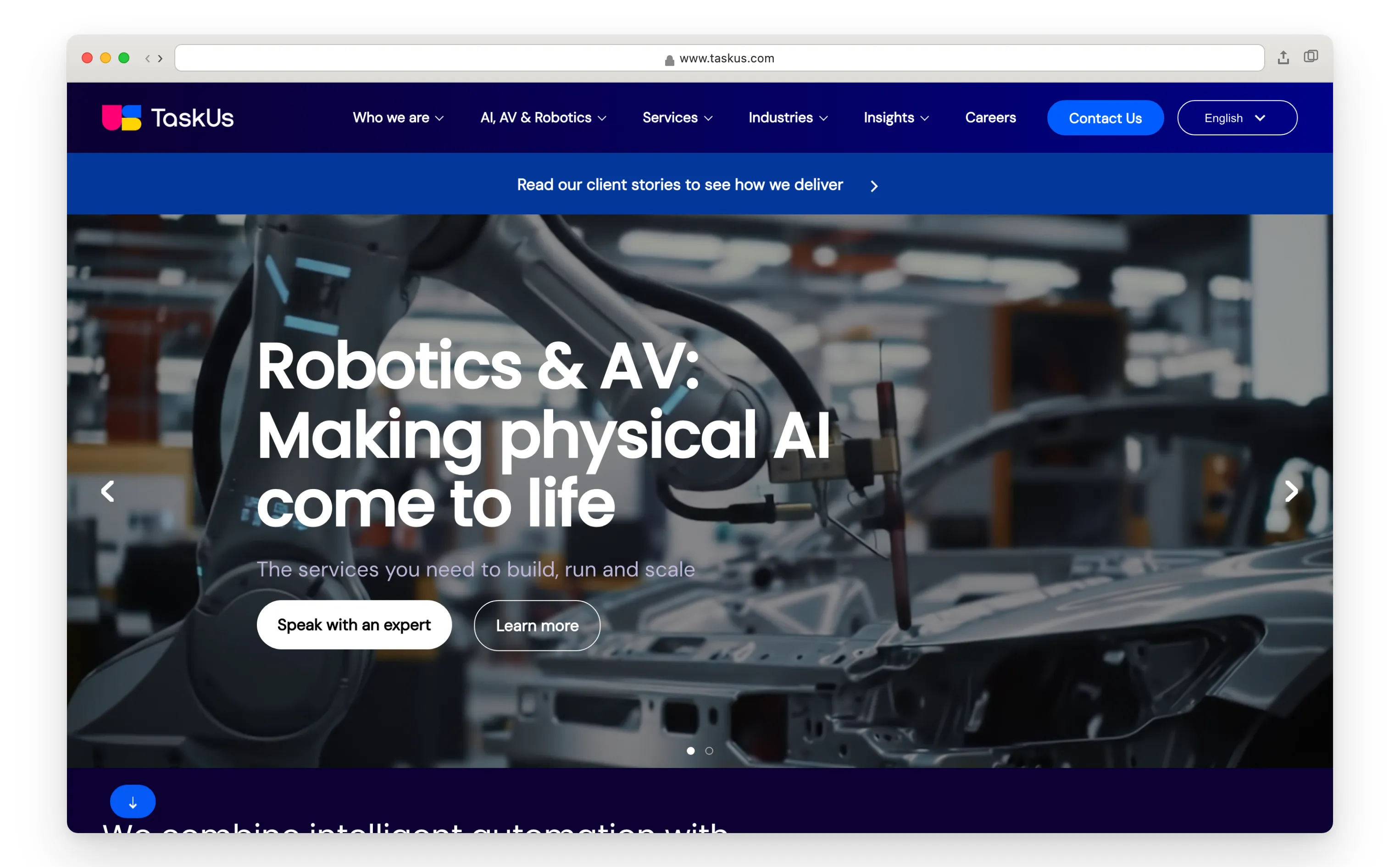 TaskUs homepage