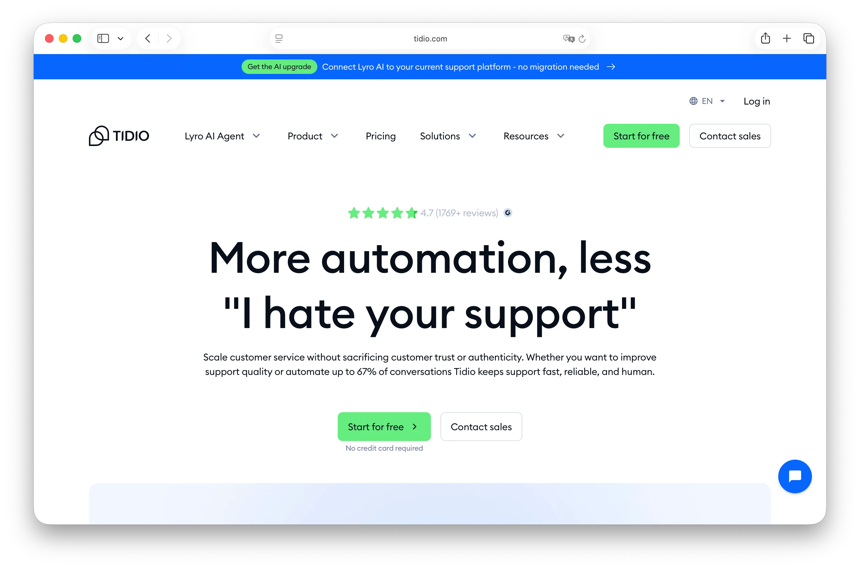 Tidio live chat with basic automation for small stores