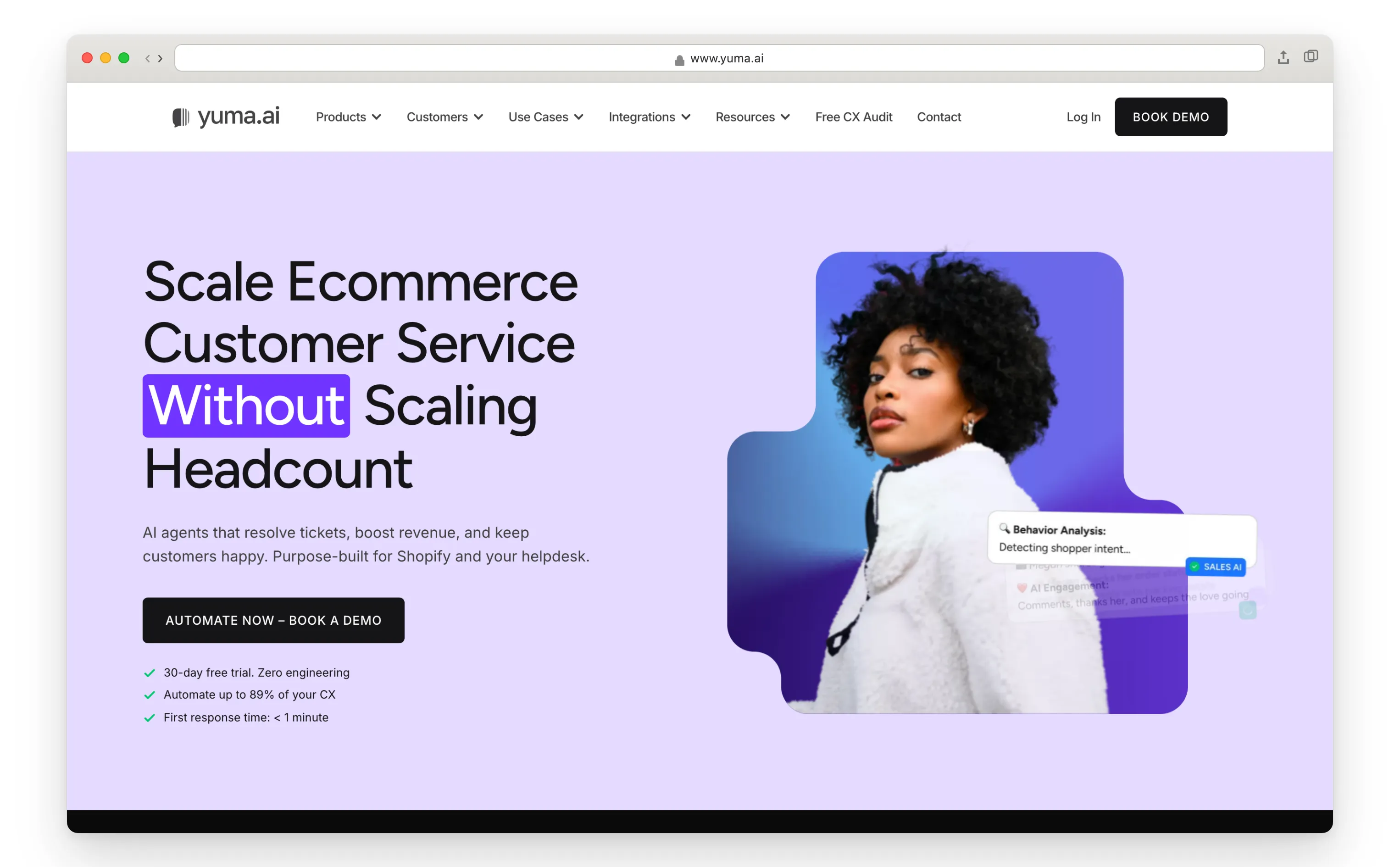 Yuma AI agent purpose-built for Shopify support