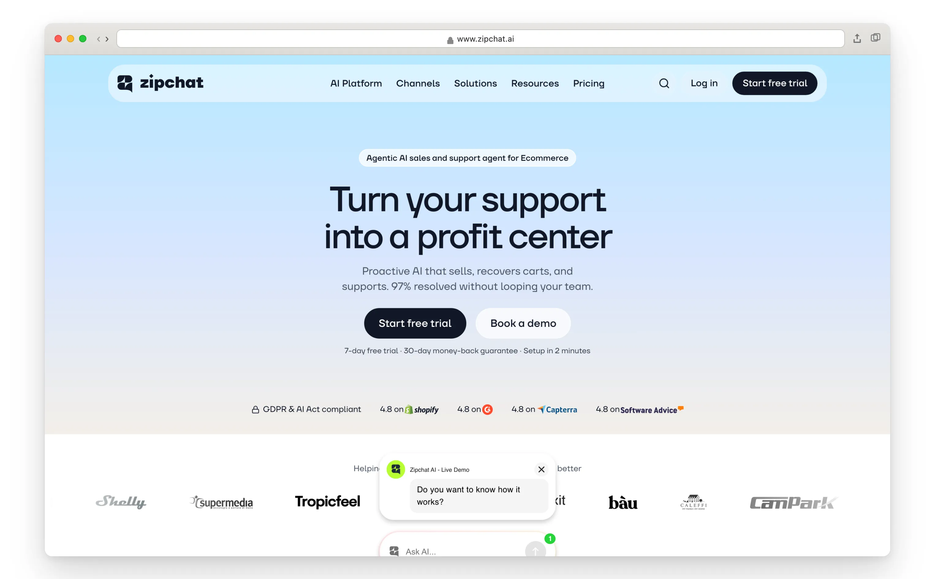 Zipchat AI sales and support chat for BigCommerce