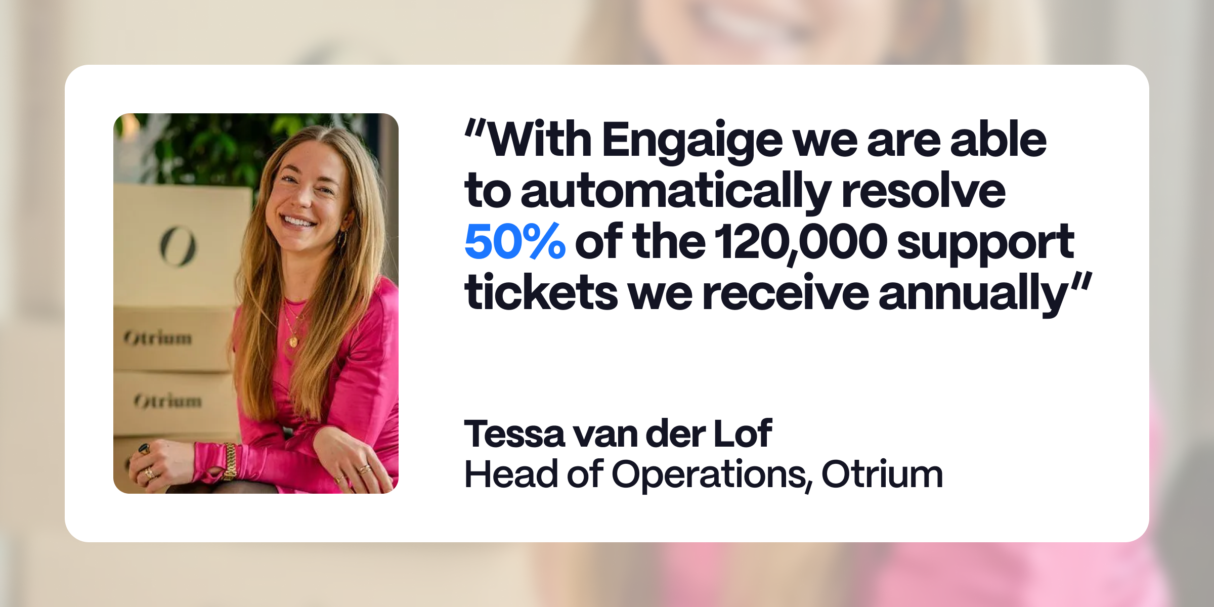 Otrium customer case study quote on AI agent resolving support tickets
