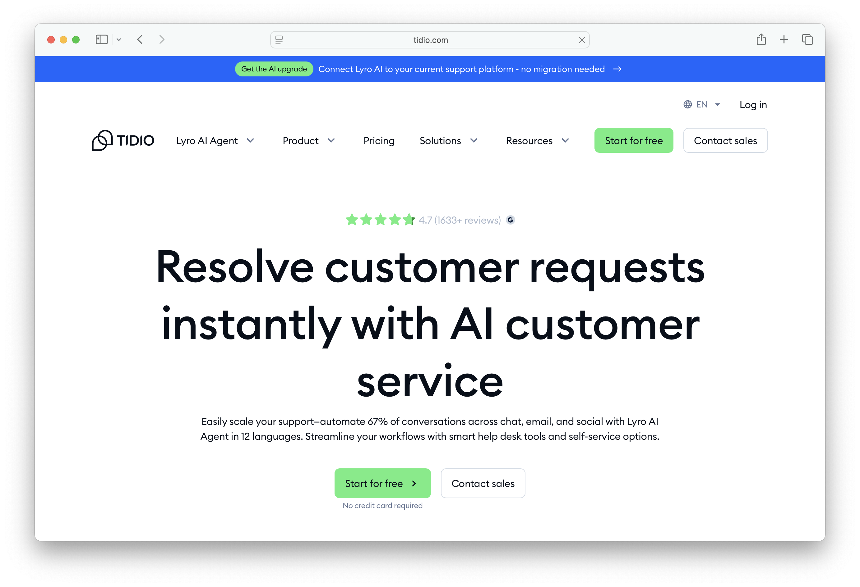 Tidio live chat and Lyro AI chatbot for small e-commerce stores