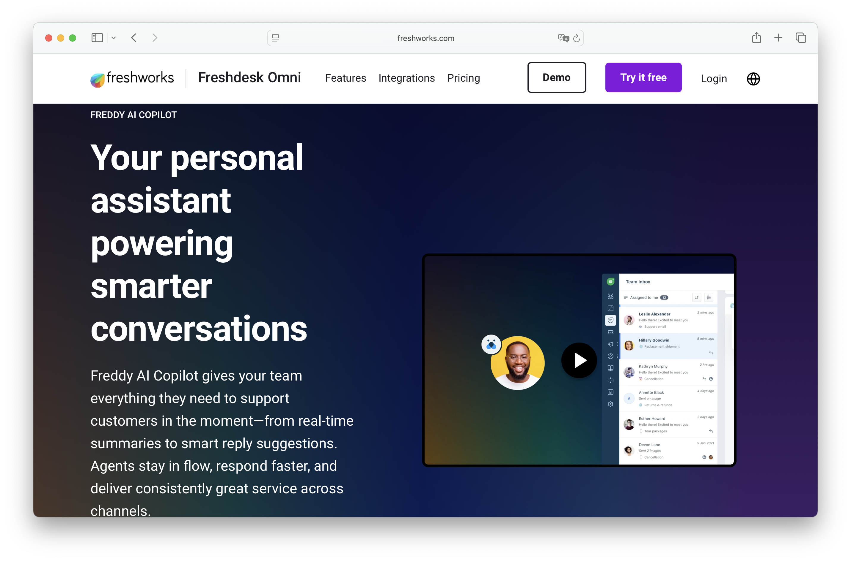 Freshworks Freddy AI copilot for support agents