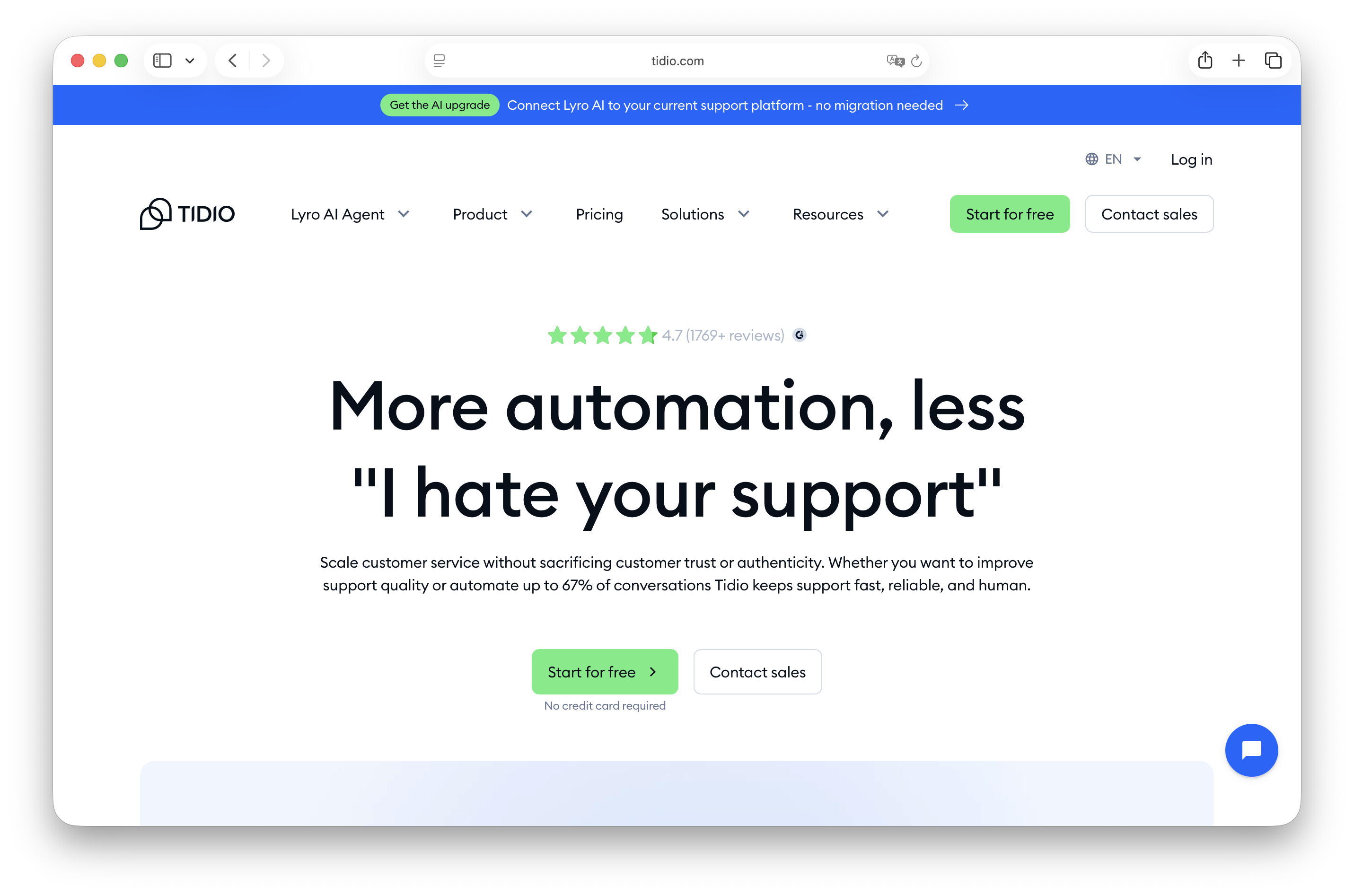 Tidio live chat with basic automation for small stores