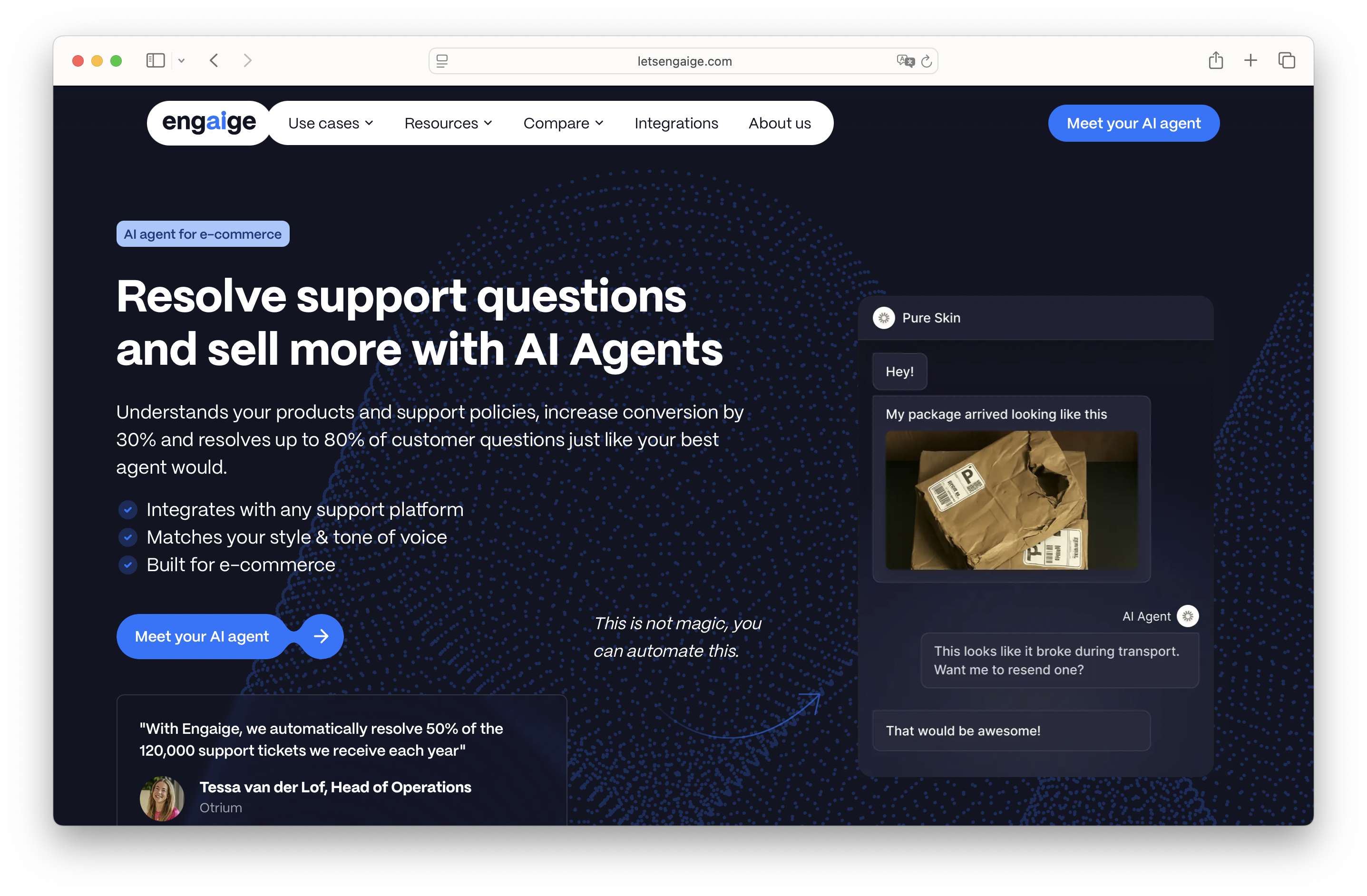 Engaige resolving e-commerce support conversations