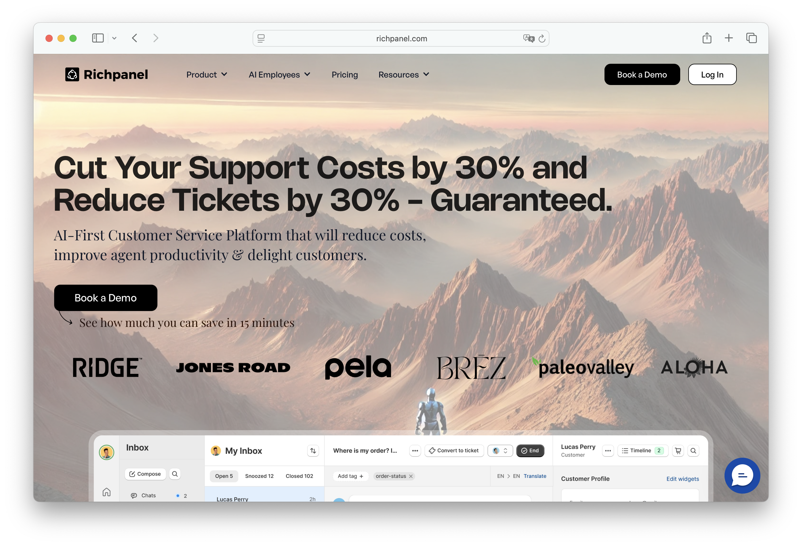 Richpanel self-service portal and Sidekick AI for e-commerce