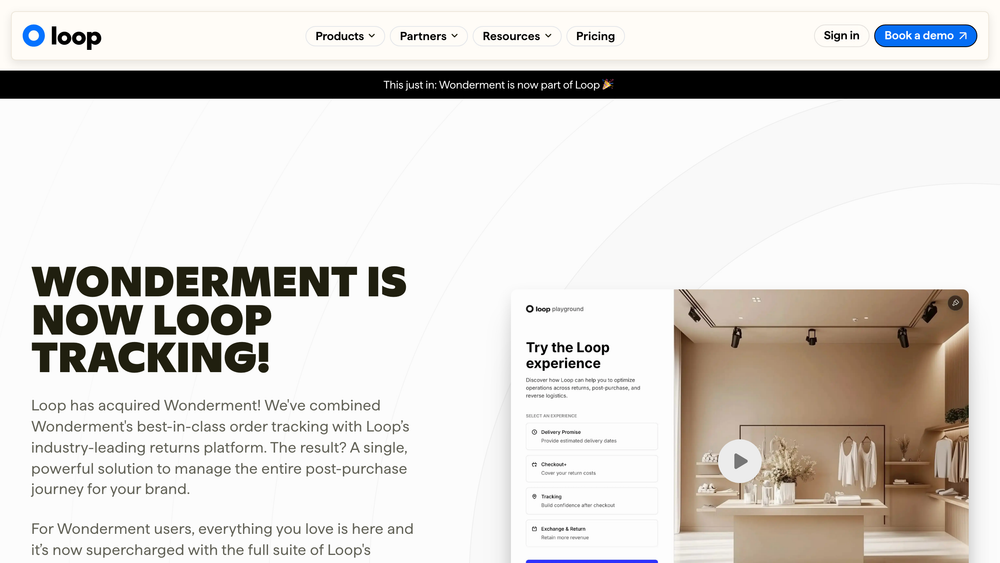 Track by Loop homepage