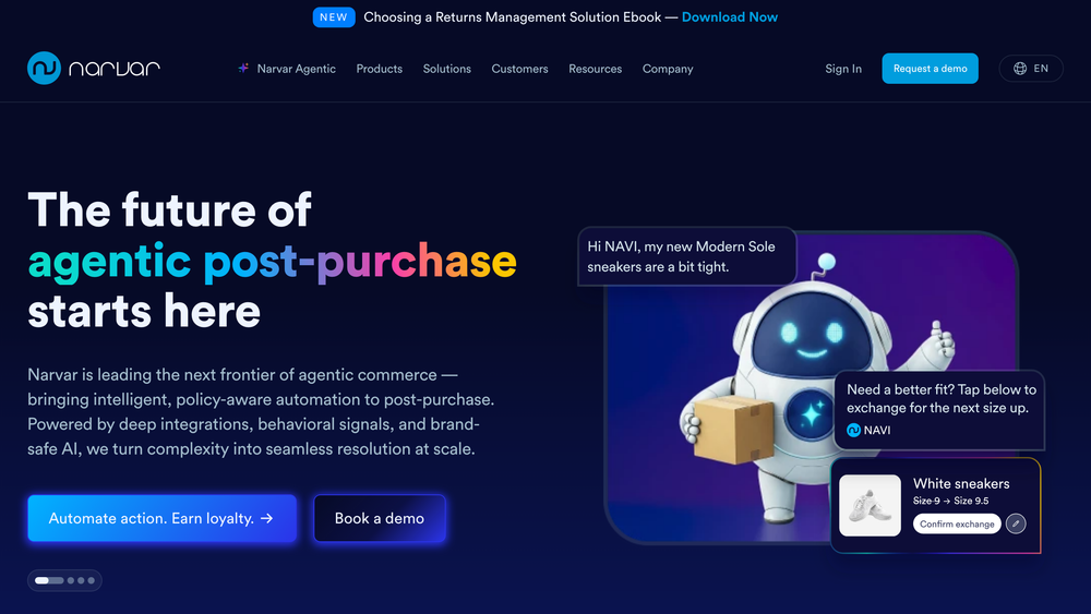 Narvar homepage