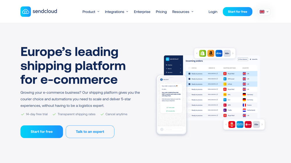Sendcloud homepage