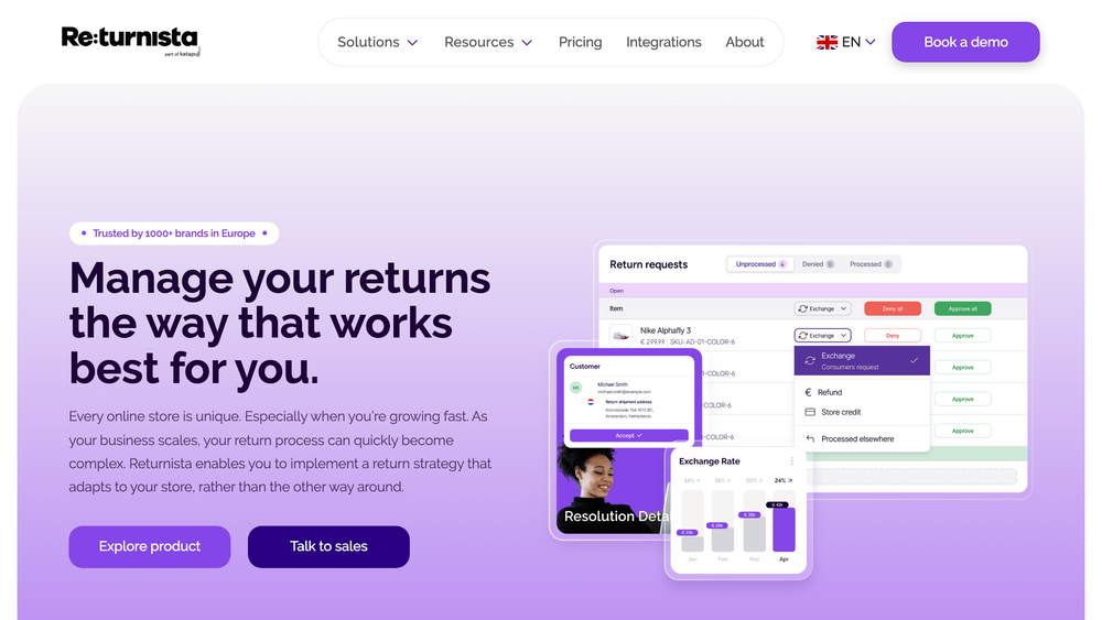Returnista homepage