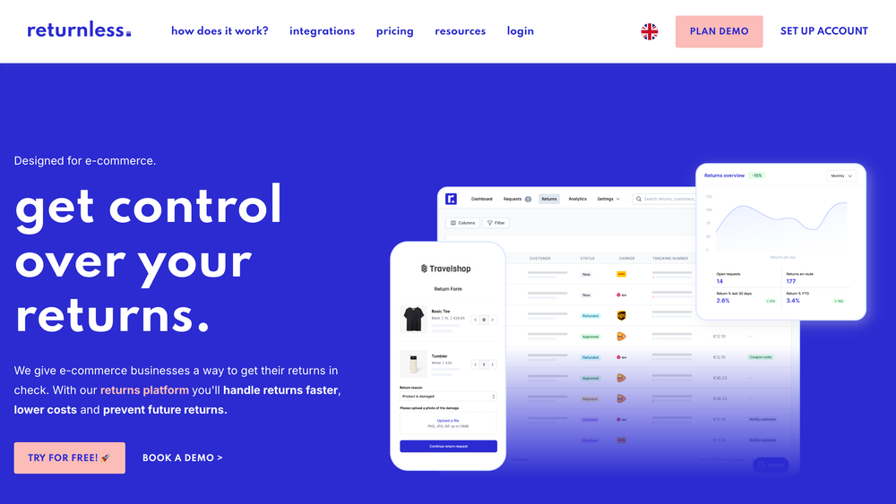 Returnless homepage