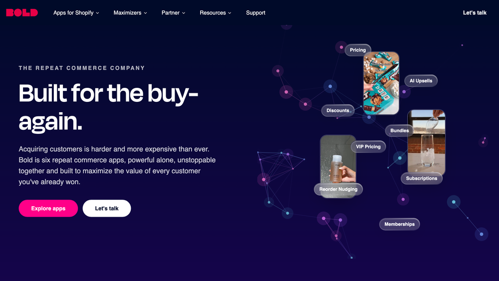 Bold Commerce subscriptions website homepage