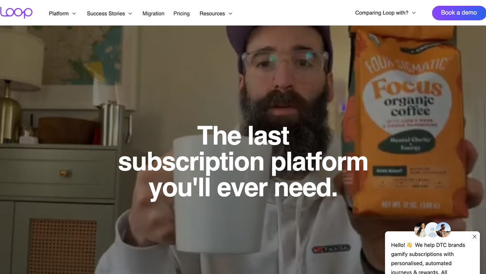 Loop Subscriptions website homepage