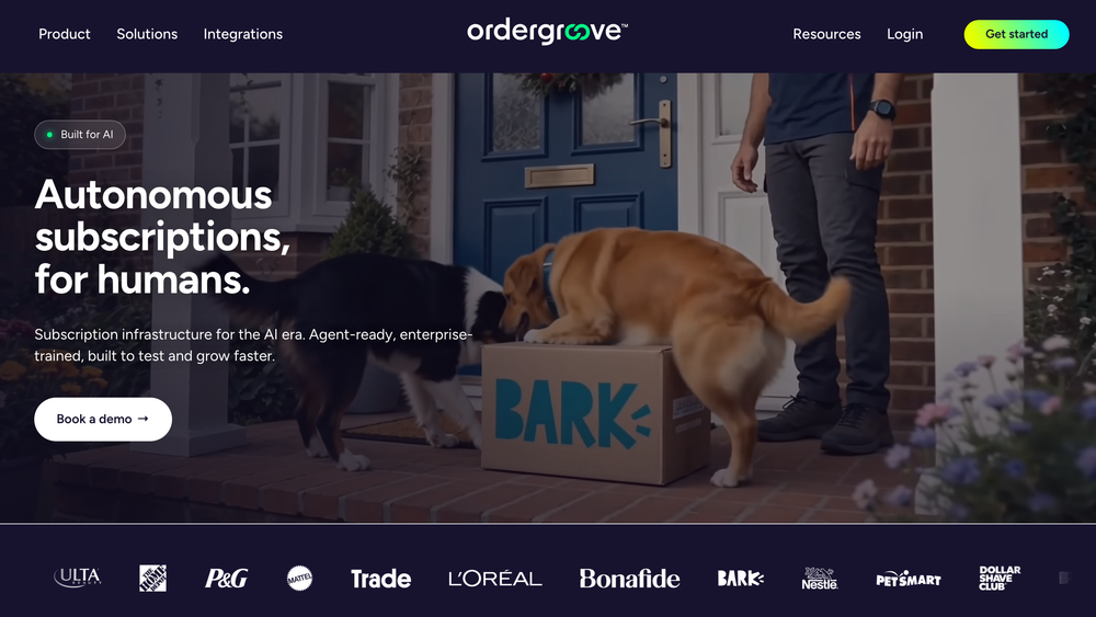 Ordergroove subscription platform homepage