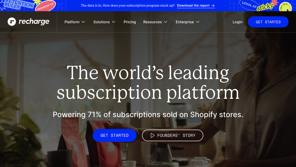 Recharge subscription platform homepage