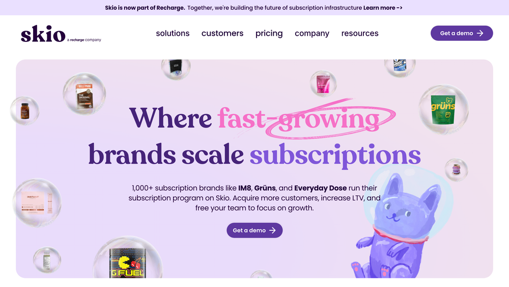 Skio subscriptions website homepage