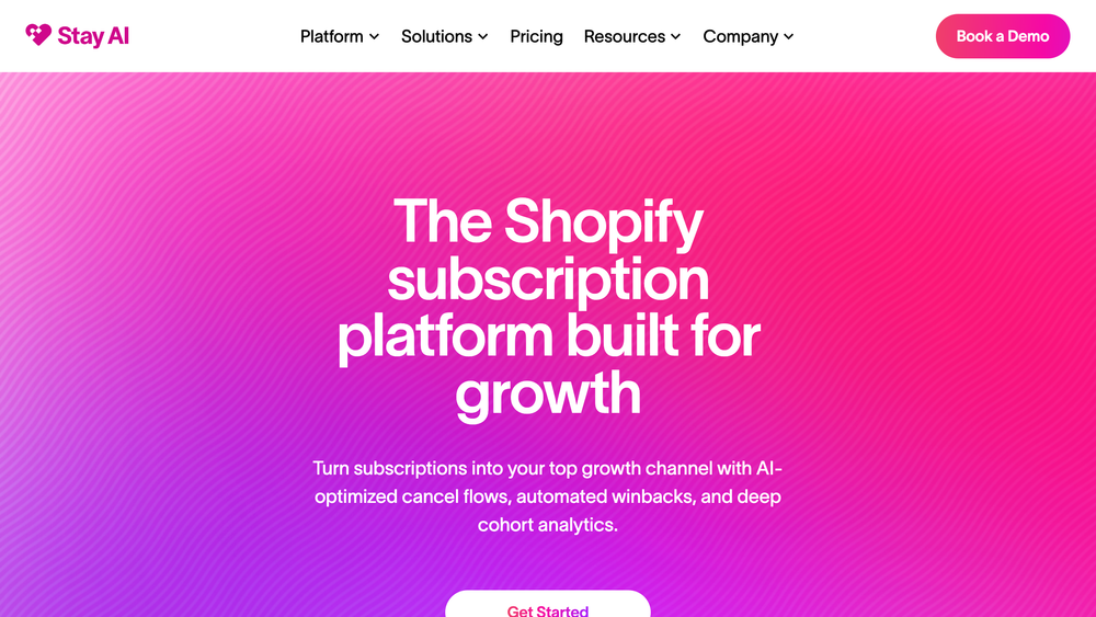 Stay AI subscriptions website homepage